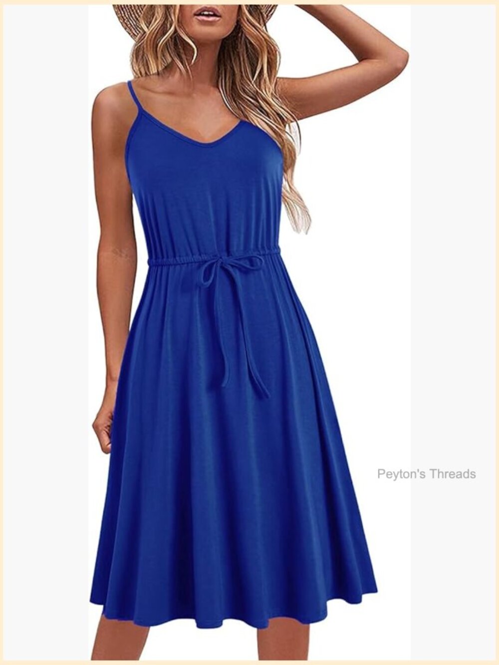 Sleeveless Spaghetti Strap A-Line Sun Dress with Pockets